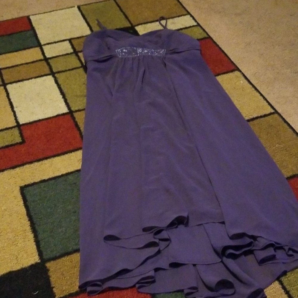 David's Bridal Purple Spaghetti Strap Prom Dress